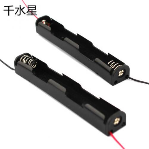 直条2节5号电池盒 串联 带线一字型 电子元件模型长条型 干电池盒