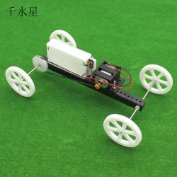 简单皮带传动小车 亲子教育 幼儿园手动 科学课材料 diy小创客