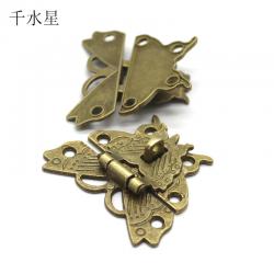 复古蝴蝶锁扣 老式箱门锁扣配件 DIY模型制作仿古挂锁搭扣可上锁