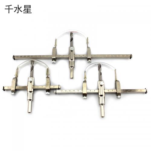 银色木工开孔器 钢制可调 木工塑料薄板 木板开孔器钻头 带刻度