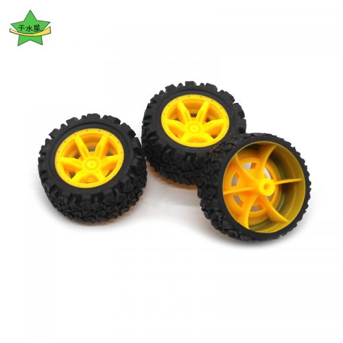 2*40mm粗纹橡胶车轮 DIY拼装模型玩具车轮子手工四驱车制作配件