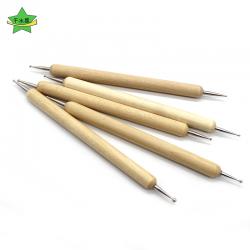木质压痕笔圆头双头压线笔点钻点画diy陶艺制作工具