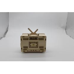 diy创意手工拼装木质发条式八音盒摆件拼装模型音乐盒怀旧电视机