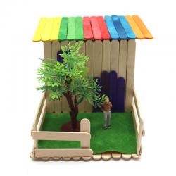 [星之河畔]雪糕棒带院小房子 小学生DIY小制作手工彩色模型材料