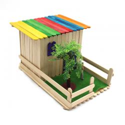 [星之河畔]雪糕棒带院小房子 小学生DIY小制作手工彩色模型材料