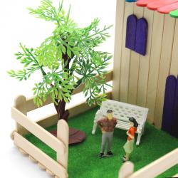 [星之河畔]雪糕棒带院小房子 小学生DIY小制作手工彩色模型材料