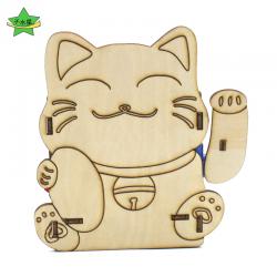 小猫笔筒1号木板拼装趣味收纳筒创客手工diy科学实验舵机小制作