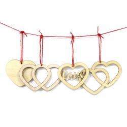 心形装饰挂牌木质带孔方形木片木牌雕刻手写许愿祈福吊牌景区挂件