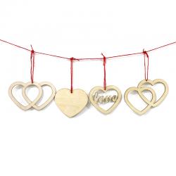 心形装饰挂牌木质带孔方形木片木牌雕刻手写许愿祈福吊牌景区挂件