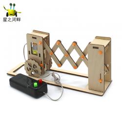 [星之河畔]木质电动伸缩门X1 科技小制作diy小发明伸缩门stem实验模型材料