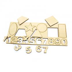 [星之河畔]认识数字与形状椴木板切割阿拉伯数字板可涂色学生教学材料手工配件