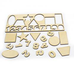 [星之河畔]认识数字与形状椴木板切割阿拉伯数字板可涂色学生教学材料手工配件