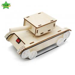 旋转炮台木质坦克皮带传动款小学生科技小制作小发明创意模型拼装