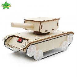 旋转炮台木质坦克皮带传动款小学生科技小制作小发明创意模型拼装