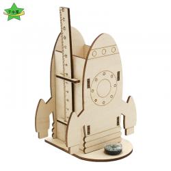 火箭笔筒1号儿童diy创意航天科技小制作木质手工收纳盒拼装材料包