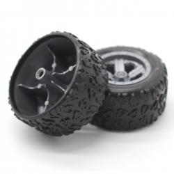 2.5*38mm粗纹路车轮(黑皮银毂)(1包4个)